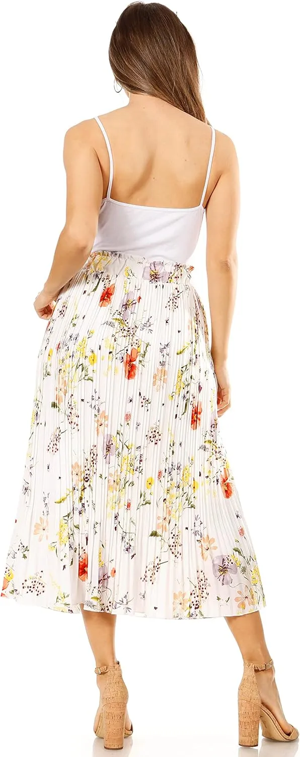 Pleated Midi Skirts for Women with Pockets, Elastic High Waisted Skirt Reg & Plus Size Womens Summer Skirts Trendy 2023