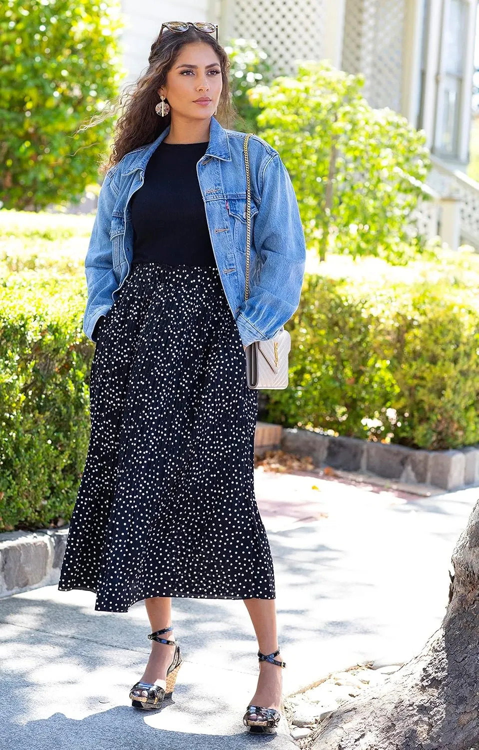 Pleated Midi Skirts for Women with Pockets, Elastic High Waisted Skirt Reg & Plus Size Womens Summer Skirts Trendy 2023
