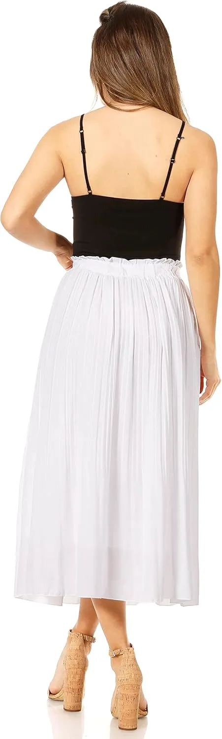 Pleated Midi Skirts for Women with Pockets, Elastic High Waisted Skirt Reg & Plus Size Womens Summer Skirts Trendy 2023