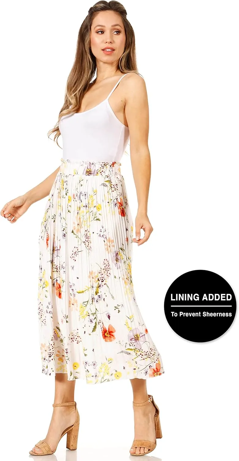 Pleated Midi Skirts for Women with Pockets, Elastic High Waisted Skirt Reg & Plus Size Womens Summer Skirts Trendy 2023