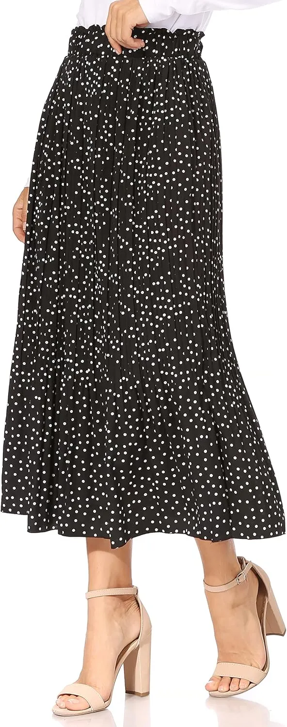 Pleated Midi Skirts for Women with Pockets, Elastic High Waisted Skirt Reg & Plus Size Womens Summer Skirts Trendy 2023