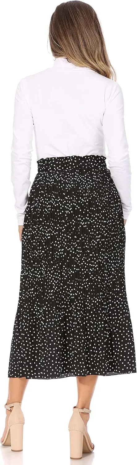 Pleated Midi Skirts for Women with Pockets, Elastic High Waisted Skirt Reg & Plus Size Womens Summer Skirts Trendy 2023