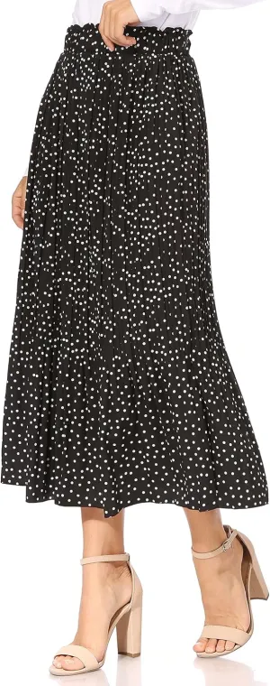 Pleated Midi Skirts for Women with Pockets, Elastic High Waisted Skirt Reg & Plus Size Womens Summer Skirts Trendy 2023