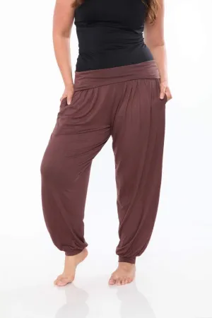 PS560-Brown-3XL Women Plus Harem Pants, Brown - 3XL