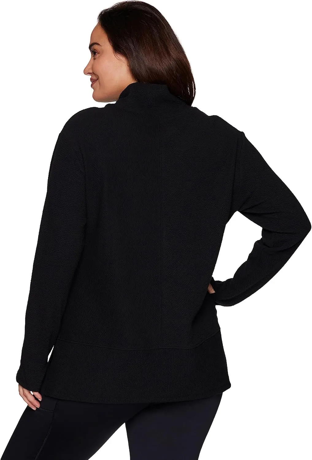 RBX Active Women's Plus Size Ultra Soft Quilted Cowl Neck Pullover Sweater, Lightweight Mock Tunic Sweatshirt with Thumbholes