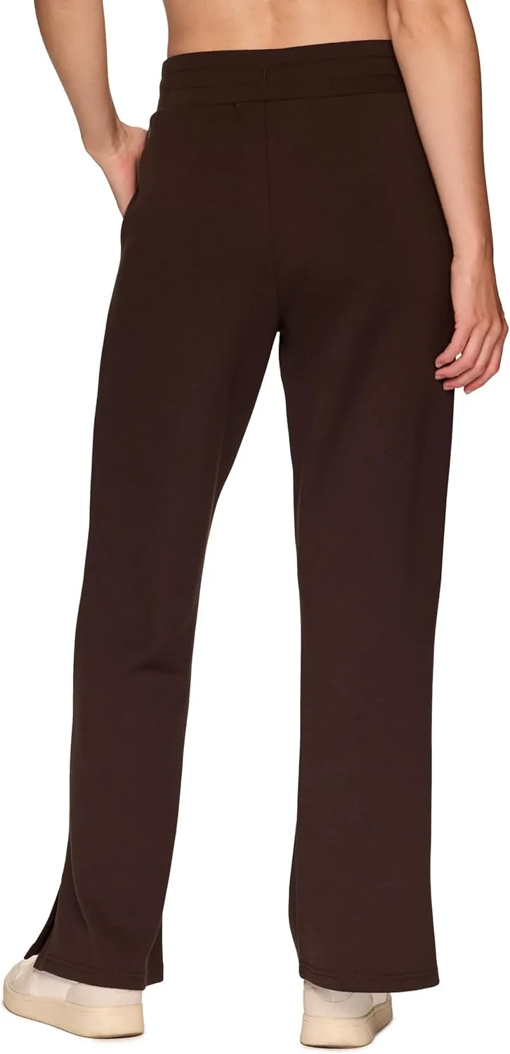 RBX Women's Lightweight Sweatpants Luxe Athleisure Fabric Wide Leg Pant with Pockets, Yoga Pants with Bungee Waistband
