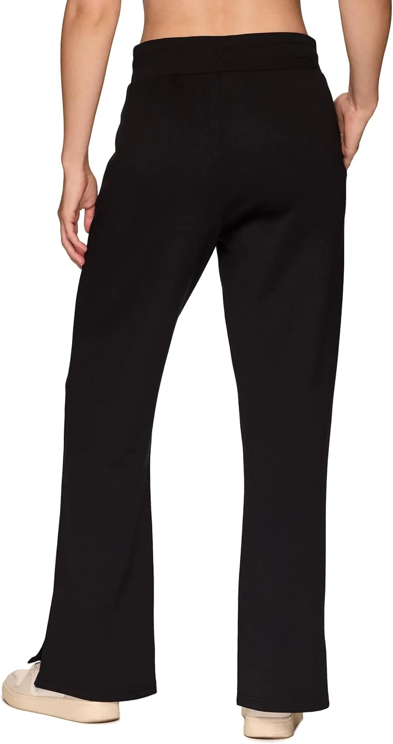 RBX Women's Lightweight Sweatpants Luxe Athleisure Fabric Wide Leg Pant with Pockets, Yoga Pants with Bungee Waistband