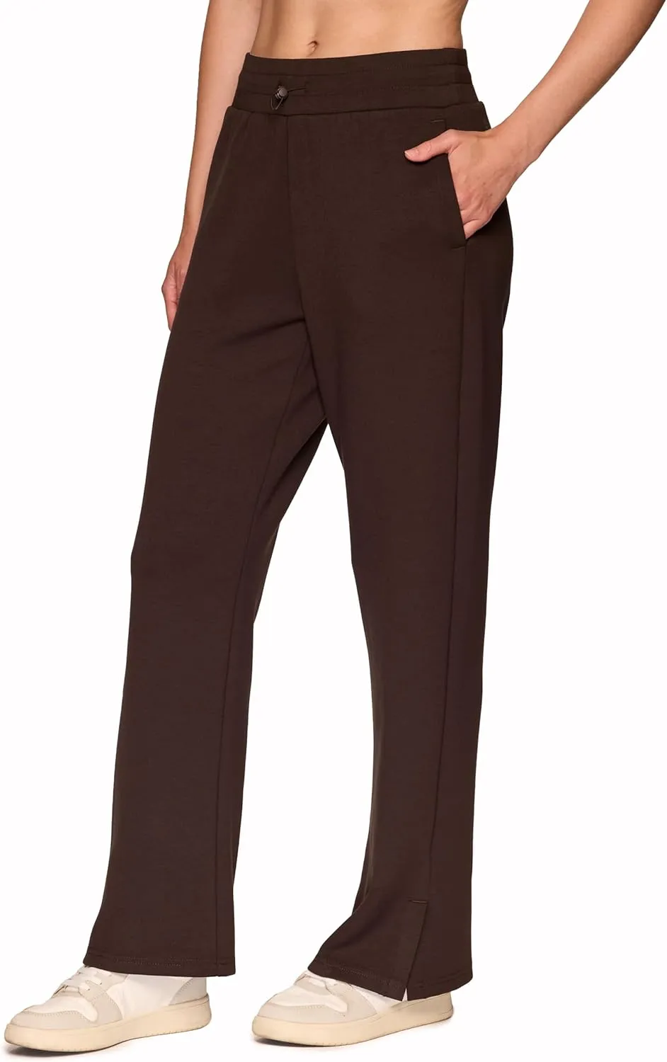 RBX Women's Lightweight Sweatpants Luxe Athleisure Fabric Wide Leg Pant with Pockets, Yoga Pants with Bungee Waistband