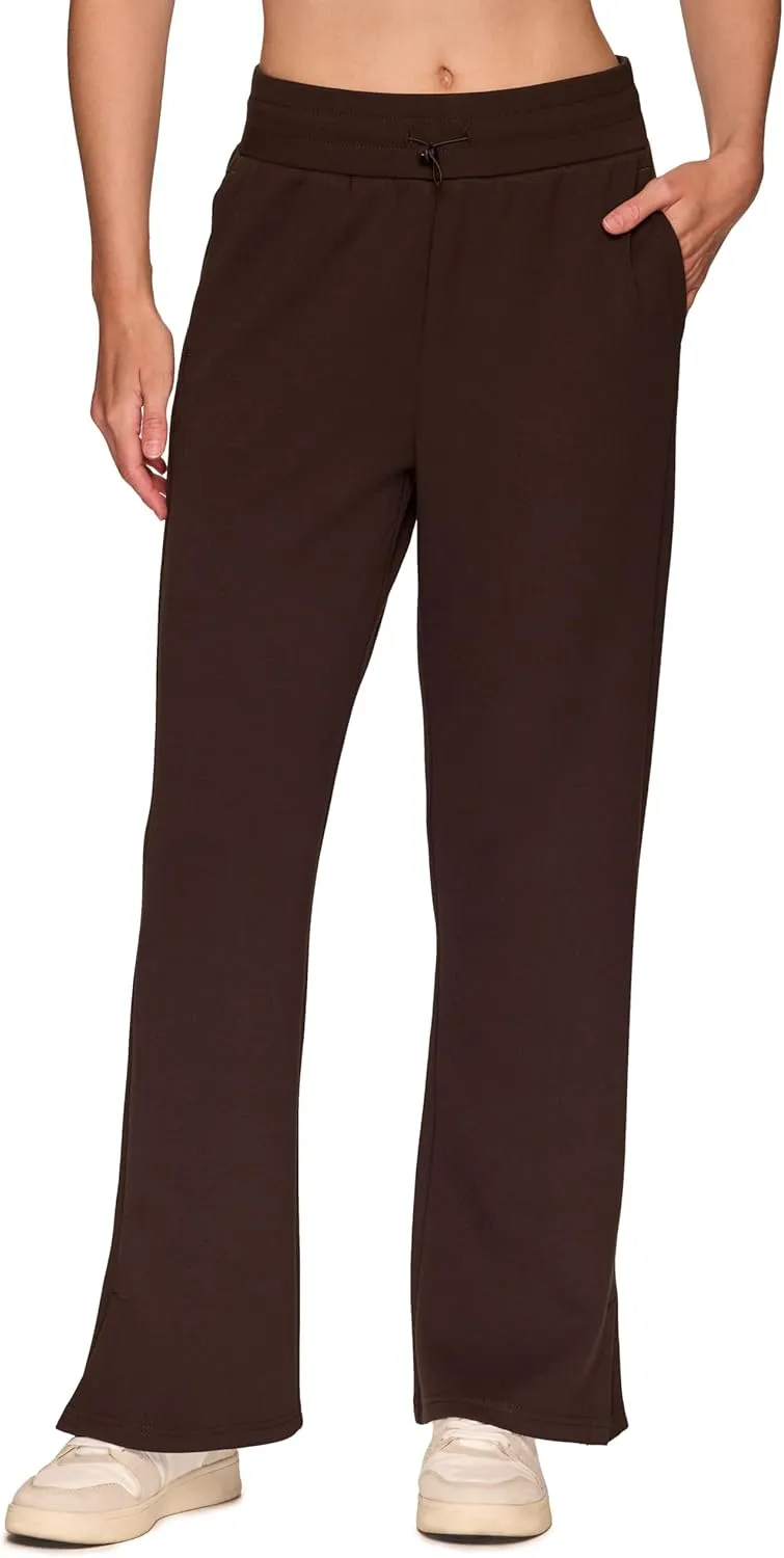 RBX Women's Lightweight Sweatpants Luxe Athleisure Fabric Wide Leg Pant with Pockets, Yoga Pants with Bungee Waistband