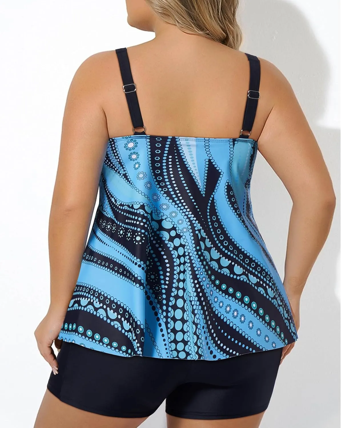 RXRXCOCO Women Plus Size Tankini Swimsuits Ruffle Tummy Control 2 Piece Bathing Suits with Shorts