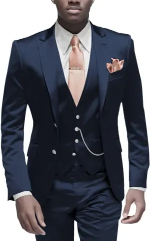 Satin Men Suits Slim Fit 3 Piece Suit for Men Formal Wedding Prom Suits Men Blazer Vest Pants Set