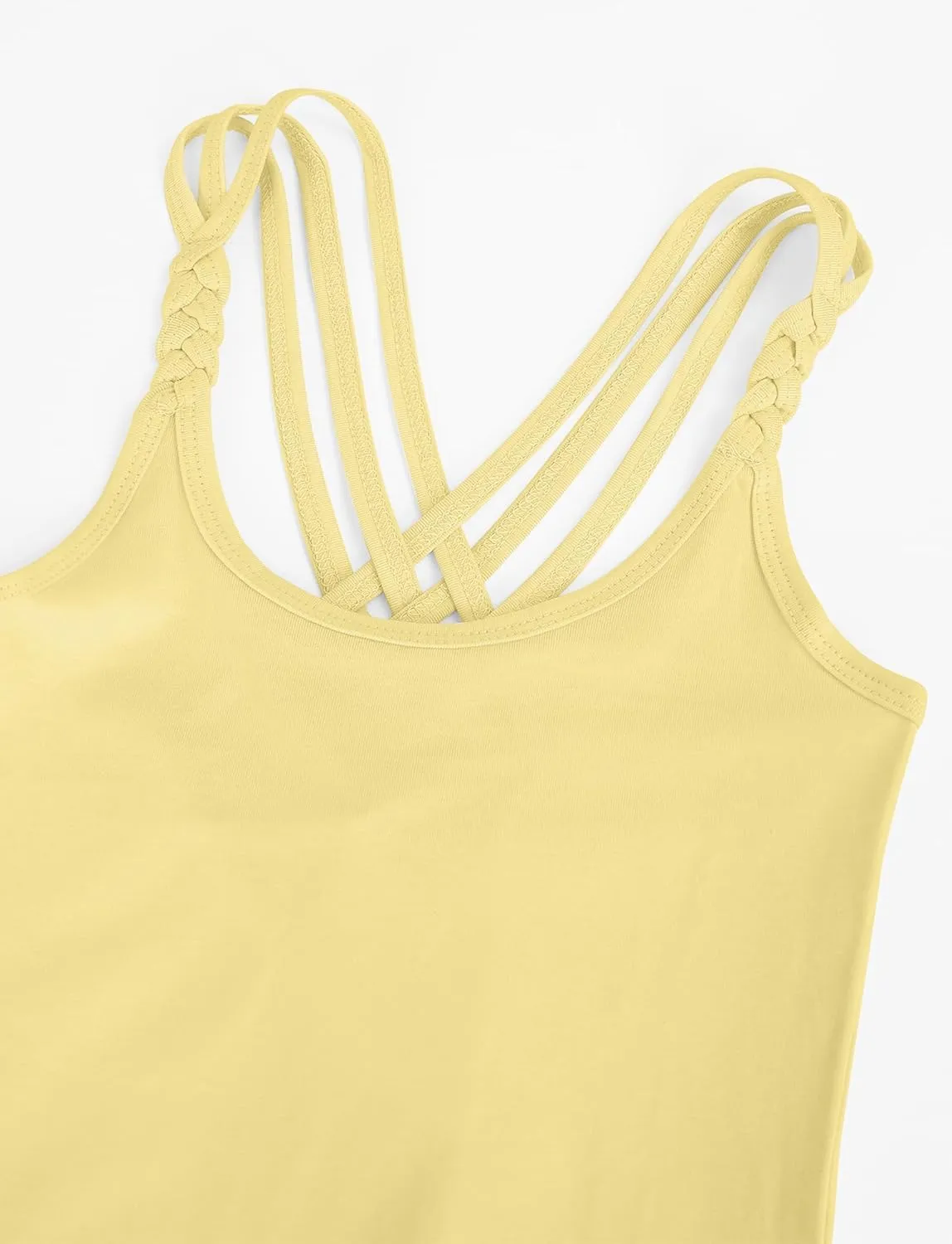 SEAUR 3 Pieces Girls Dance Tank Tops Twist Sleeve Racerback Camisole Ballet Undershirts Cotton Crop Top