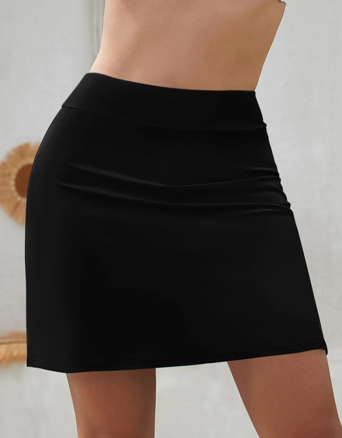 SHEKINI Women High Waist Swim Skirt Modest Bathing Suit Skirt Tummy Control Swim Bottom