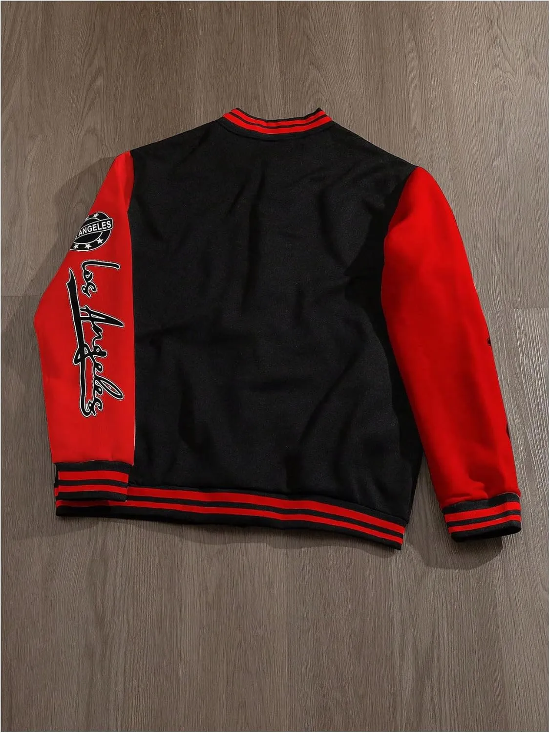 SOLY HUX Men's Varsity Jacket Color Block Letter Graphic Print Long Sleeve Casual Baseball Jacket