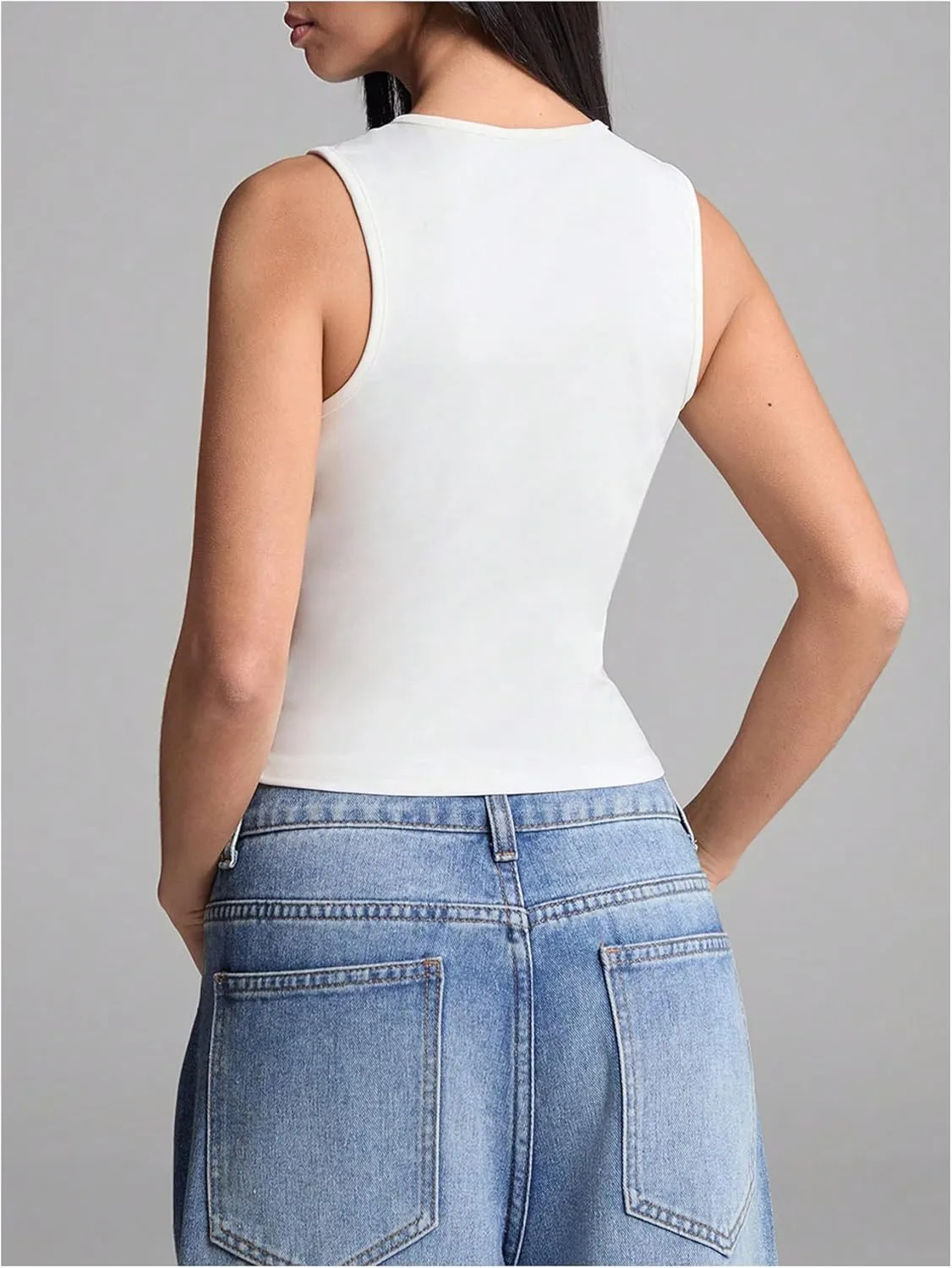 SOLY HUX Women's Cut Out Half Zip Tank Top Sleeveless Crew Neck Y2k Going Out Crop Tops