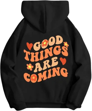 SOLY HUX Women's Graphic Hoodies Oversized Sweatshirts Letter Flower Print Hooded Pullover Tops Cute Fall Clothes