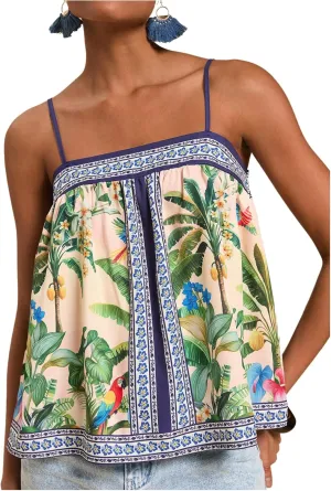 SOLY HUX Women's Tropical Floral Print Cami Top Spaghetti Strap Boho Vacation Summer Tops Camisole