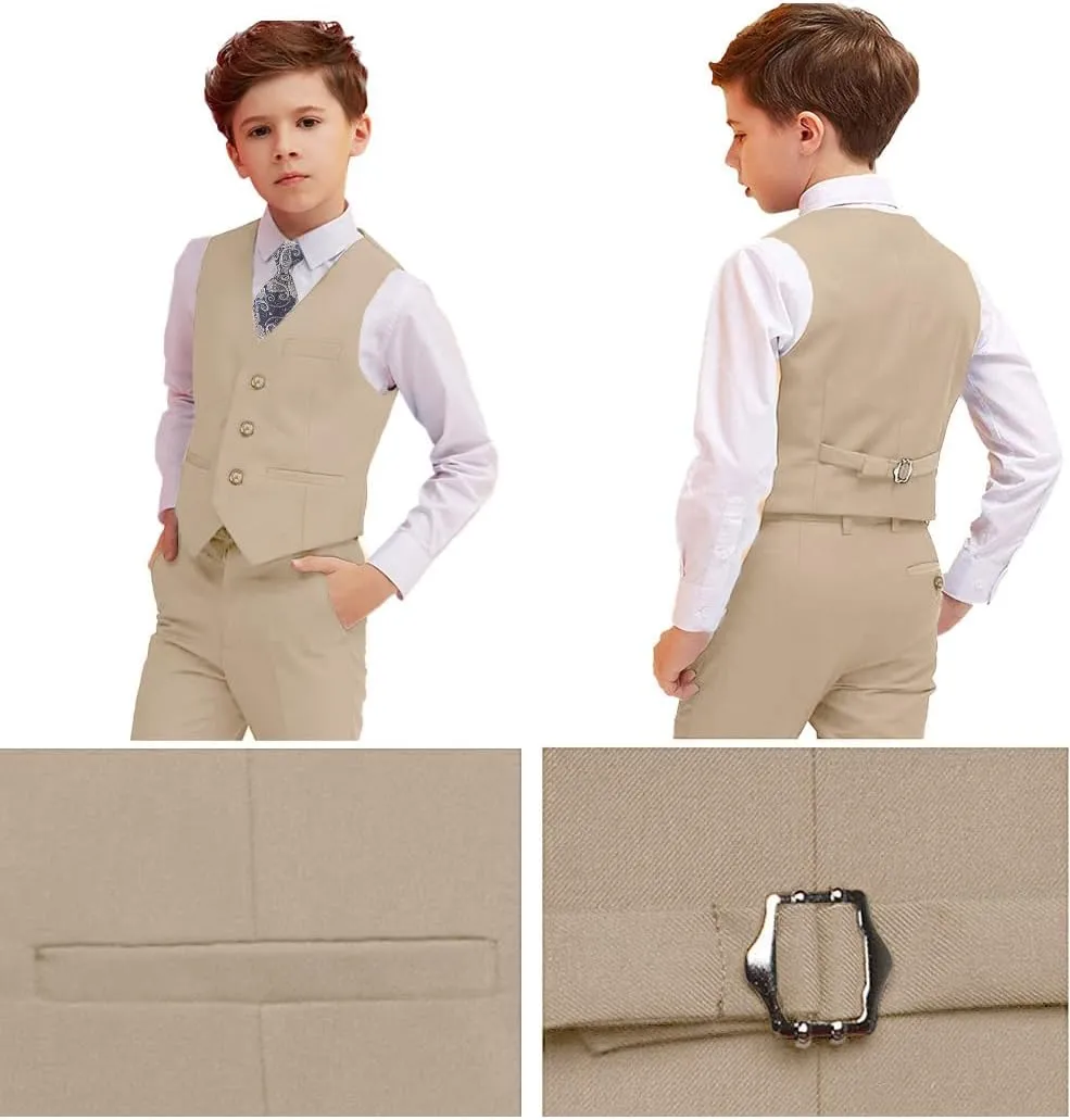 Suits for Boy Slim Fit Formal Dress Outfit Toddler Suit Blazer Vest Pants Kis Tuxedos