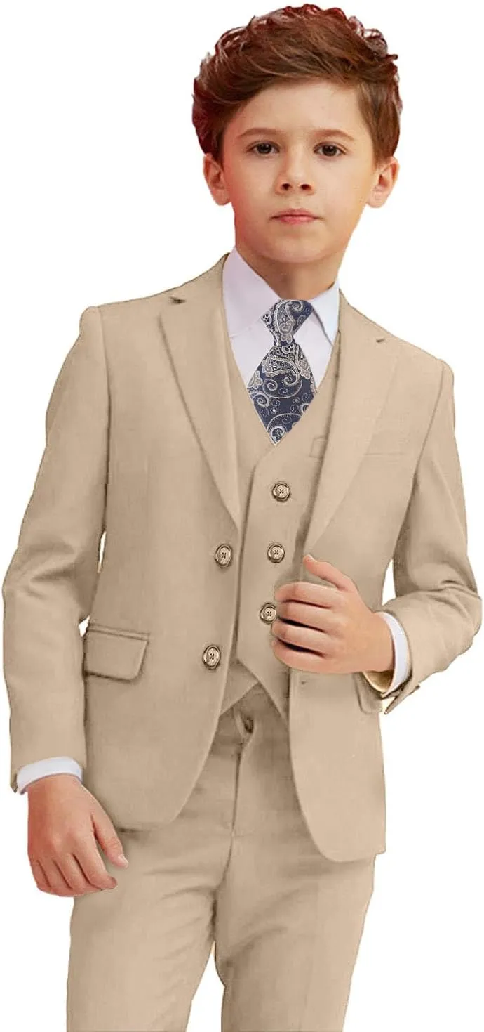 Suits for Boy Slim Fit Formal Dress Outfit Toddler Suit Blazer Vest Pants Kis Tuxedos