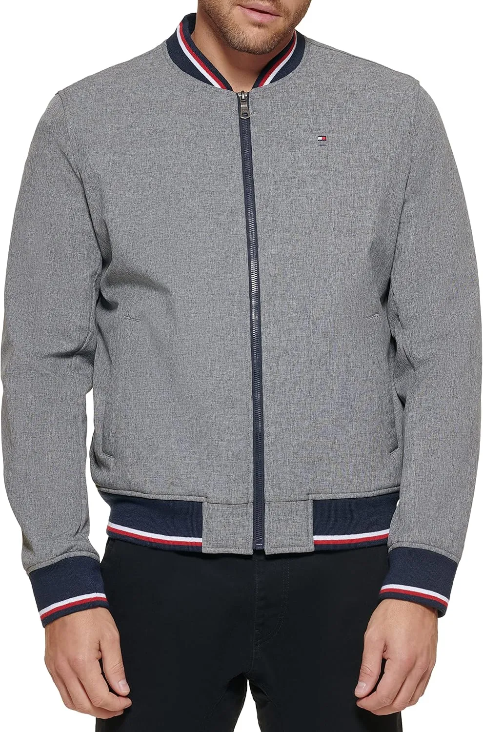 Tommy Hilfiger Men's Lightweight Varsity Rib Knit Bomber Jacket