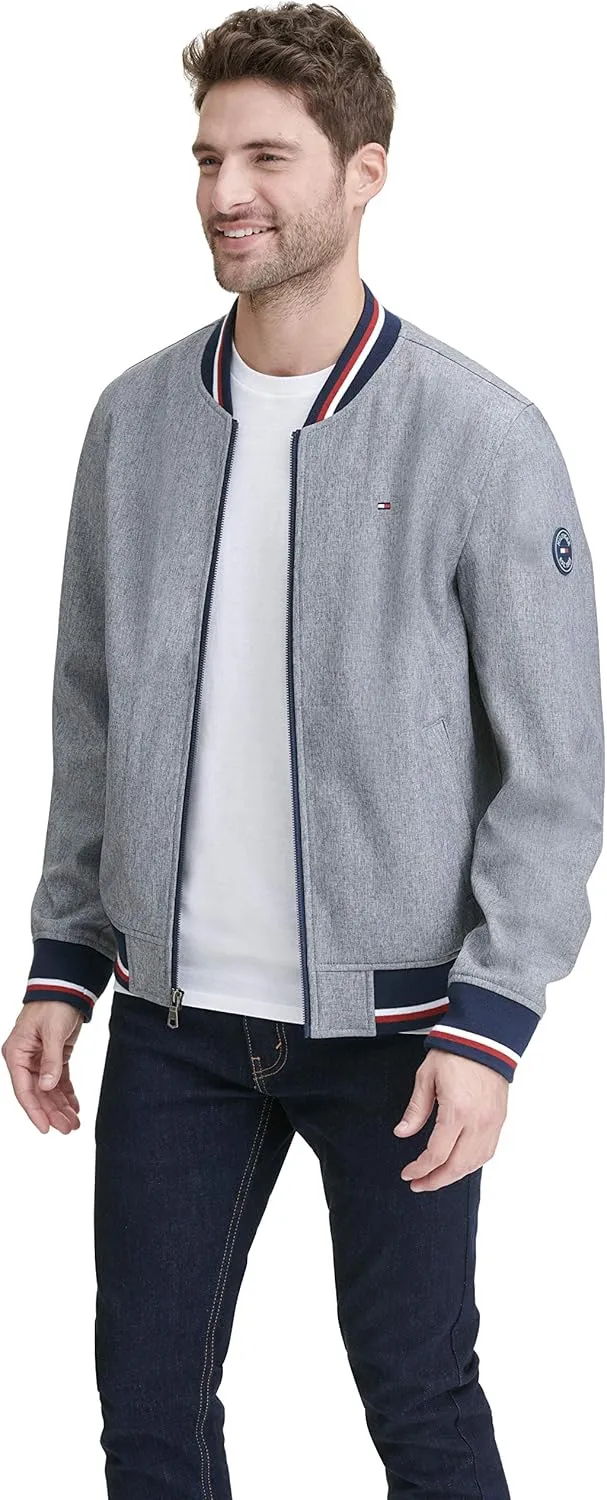 Tommy Hilfiger Men's Lightweight Varsity Rib Knit Bomber Jacket