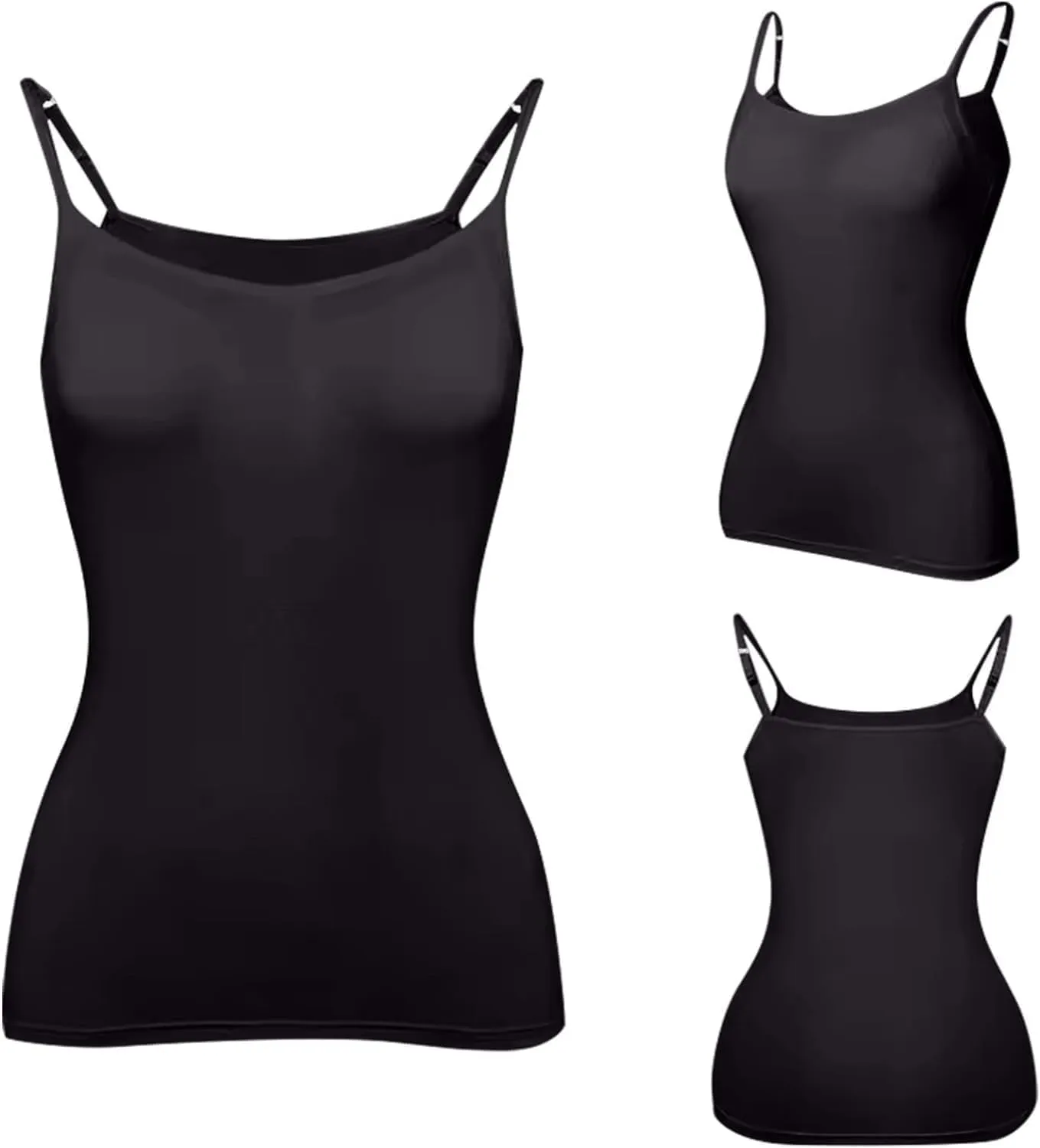ULLiaN 2pcs Womens Camisole with Shelf Bra Workout Yoga Adjustable Spaghetti Strap Tank Tops Athletic Compression Basic