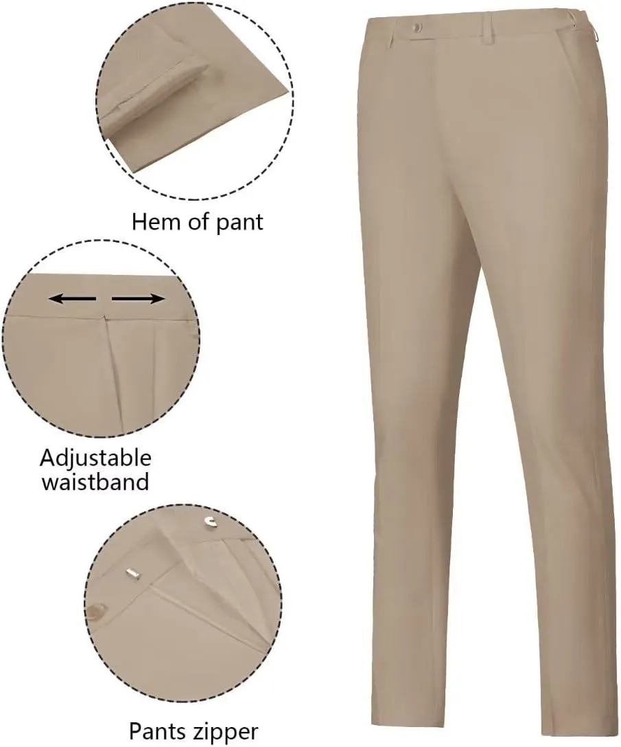 Wehilion Men's Suits 2 Pieces, Vest Pants Set for Men, V-Neck Slim Fit Casual Suit Waistcoat
