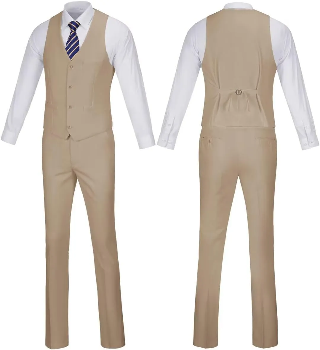 Wehilion Men's Suits 2 Pieces, Vest Pants Set for Men, V-Neck Slim Fit Casual Suit Waistcoat