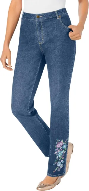 Woman Within Plus Size Straight-Leg Stretch Denim Jean