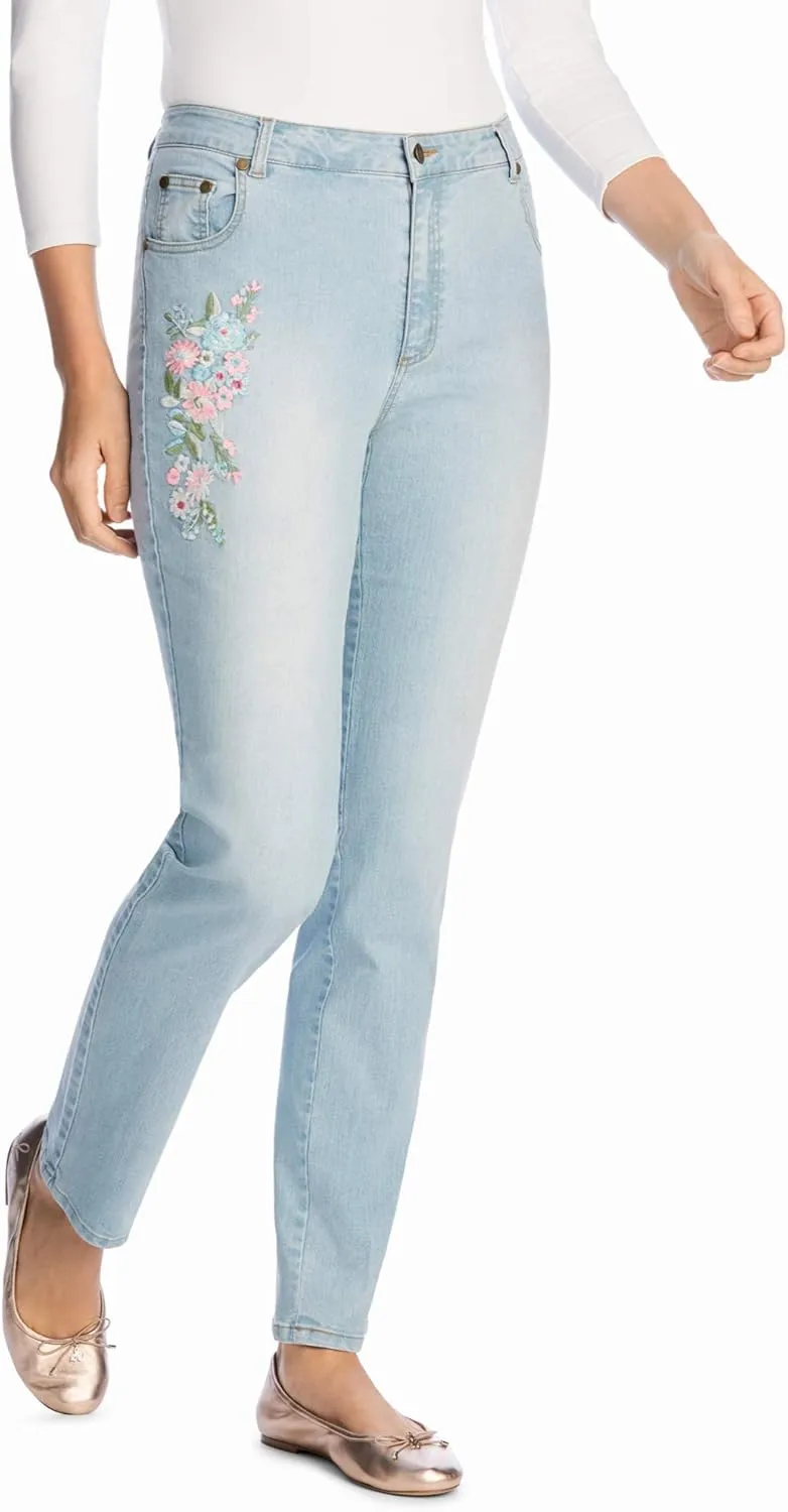 Woman Within Plus Size Straight-Leg Stretch Denim Jean
