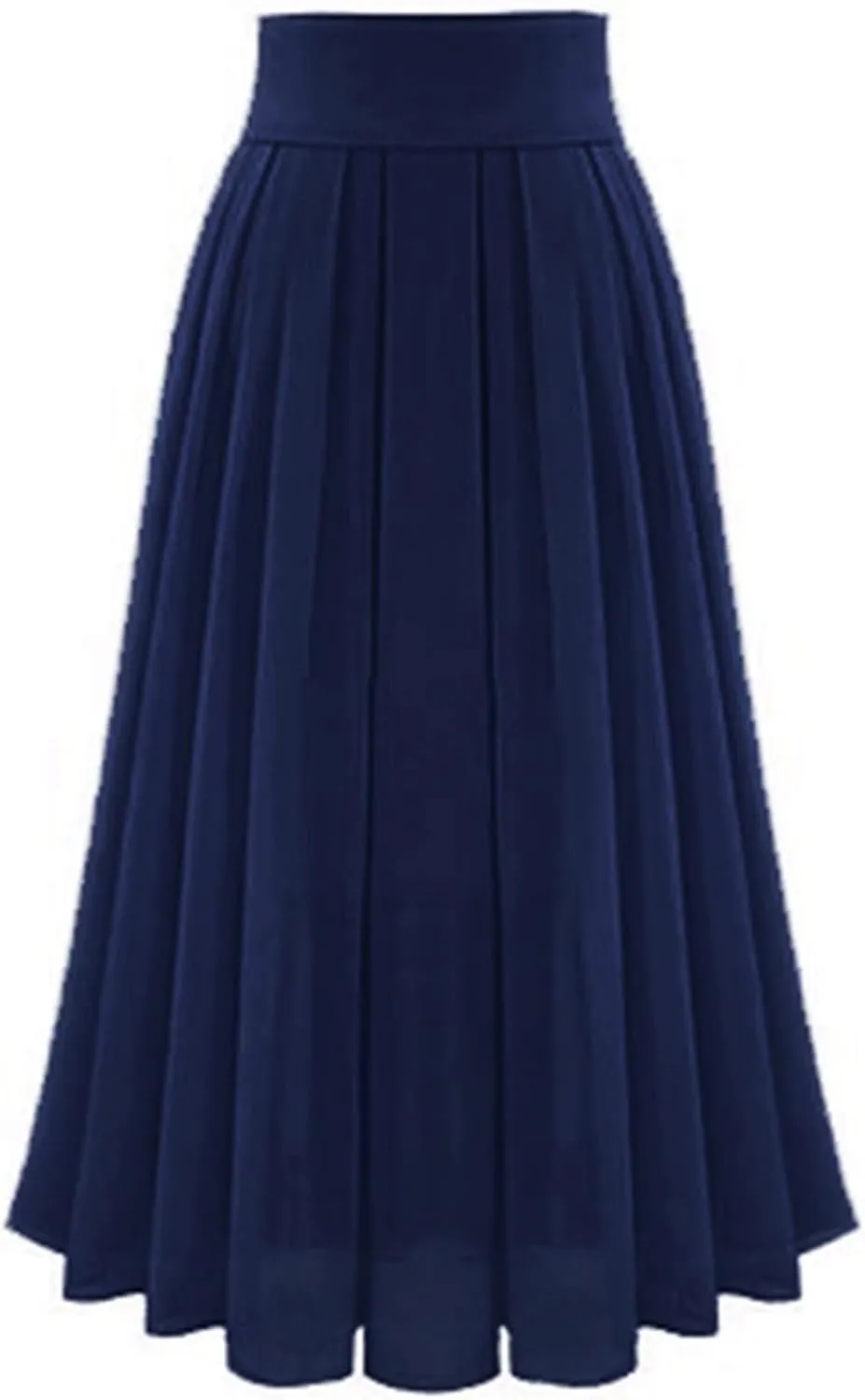 Women High Waisted Flared Skirt Pleated Midi Skirt A-Line Elastic Maxi Skirts Swing Business Work Vintage Flowy Skirt