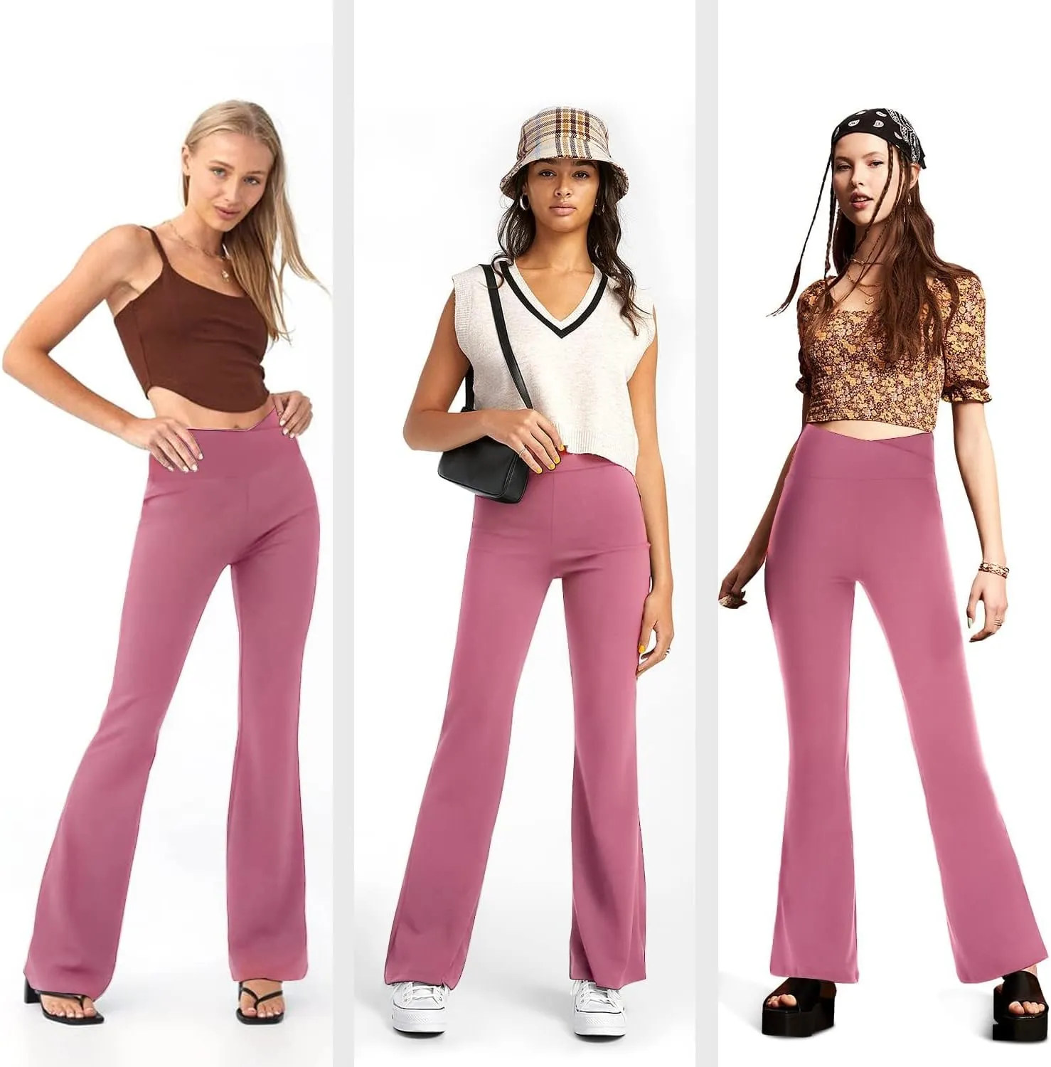 Womens Bootcut Yoga Pants Tummy Control Flare Leggings High Waist Crossover Lounge Bell Bottom Jazz Dress Baseball Pants