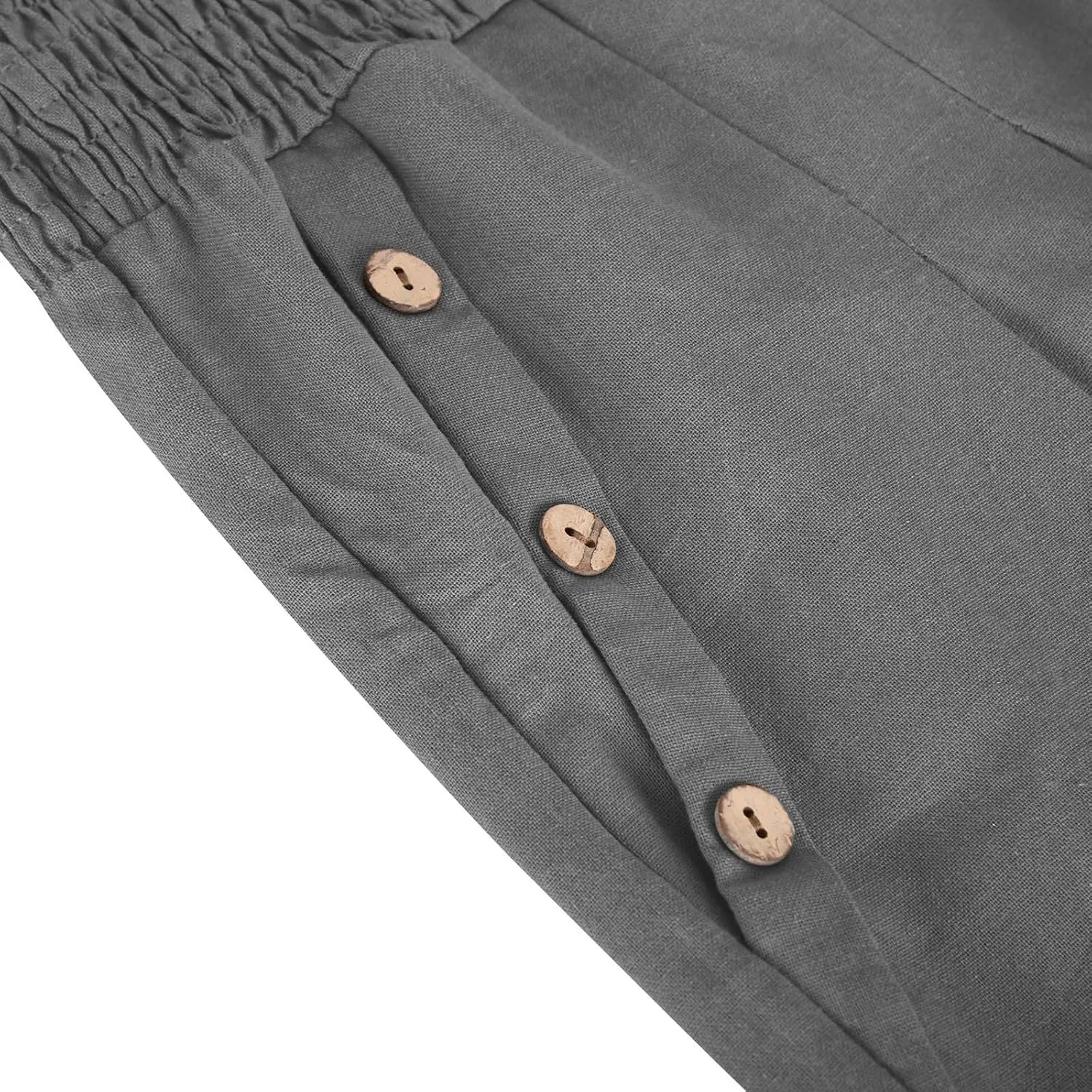 Womens Cotton Linen Palazzo Pants Casual Summer Pants Drawstring Elastic Waist Wide Leg Loose Trousers Lounge Pants