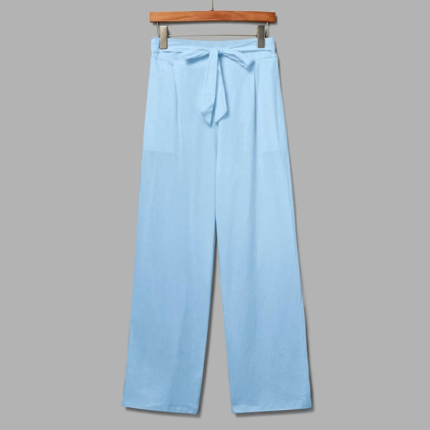 Women's Cotton Linen Summer Casual Loose Palazzo Lounge Pants Elastic Waist Lounge Pants Loose Fit Palazzo