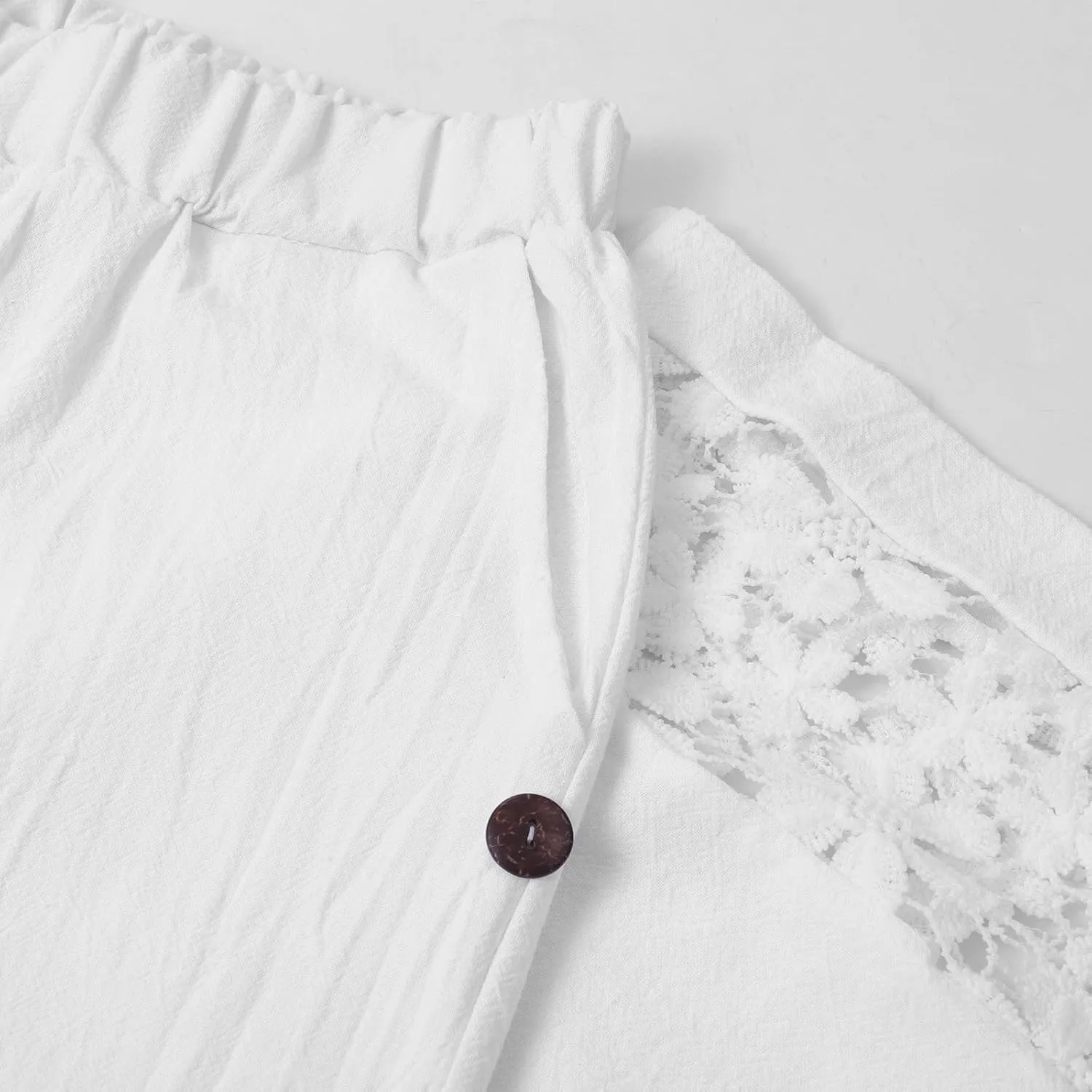 Womens Cute Linen Pants Casual Summer Wide Leg Elastic High Waist Lounge Pants Beach Lightweight Plus Size Trousers