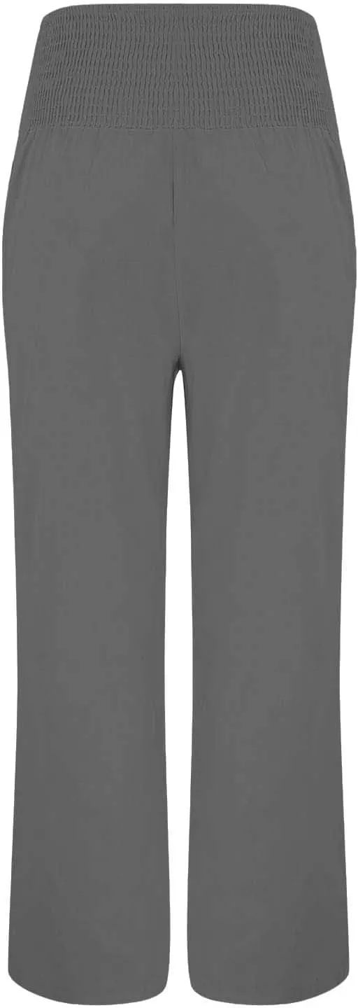 Women's Linen Blend Summer Fashion Palazzo Pants High Waist Wide Leg Plus Size Pant Trousers Beach