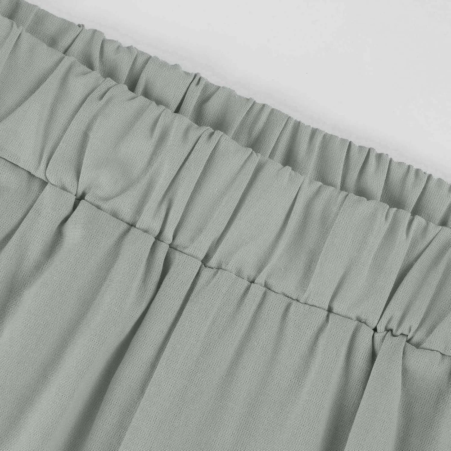 Womens Linen Cropped Pants High Waisted Summer Beach Pants Elastic Waist Tapered Pants Casual Ankle Length Trousers