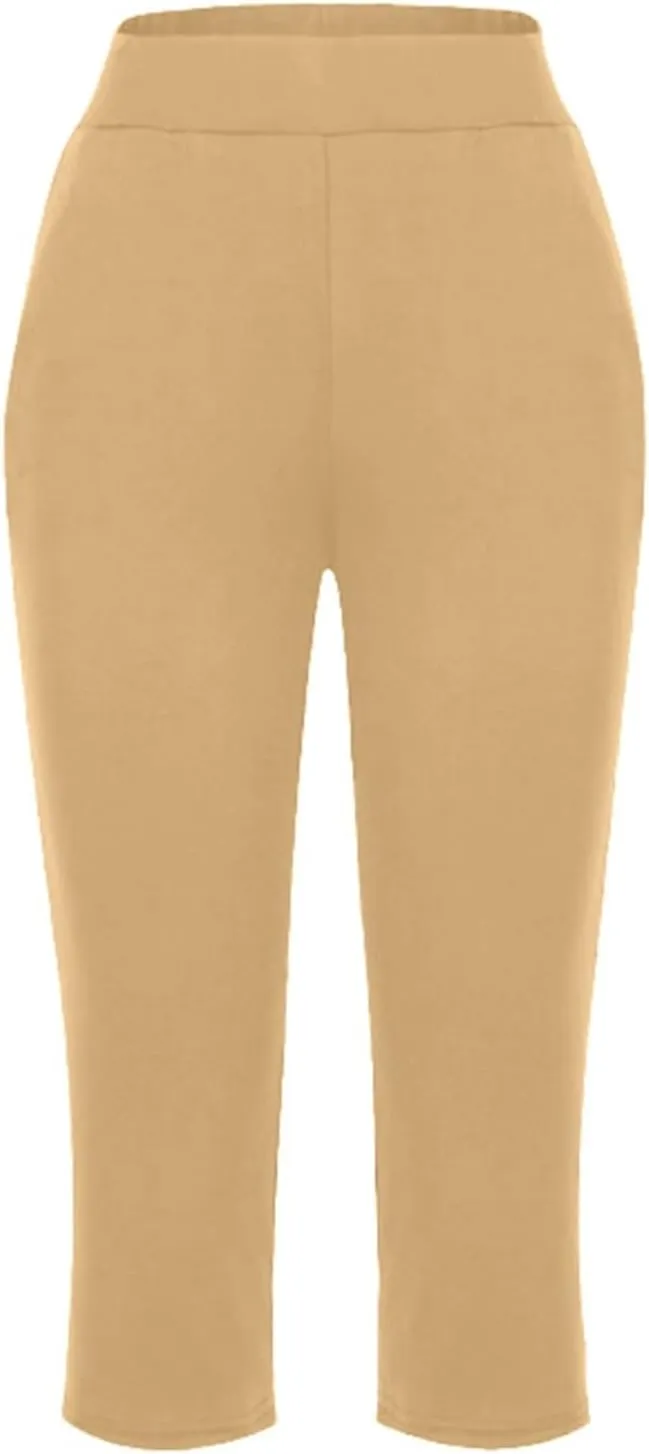 Women's Linen Summer Loose Flowy Pants Elastic Waisted Bootcut Slim-Fit Pant Trousers Beach