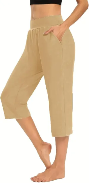 Women's Linen Summer Loose Flowy Pants Elastic Waisted Bootcut Slim-Fit Pant Trousers Beach