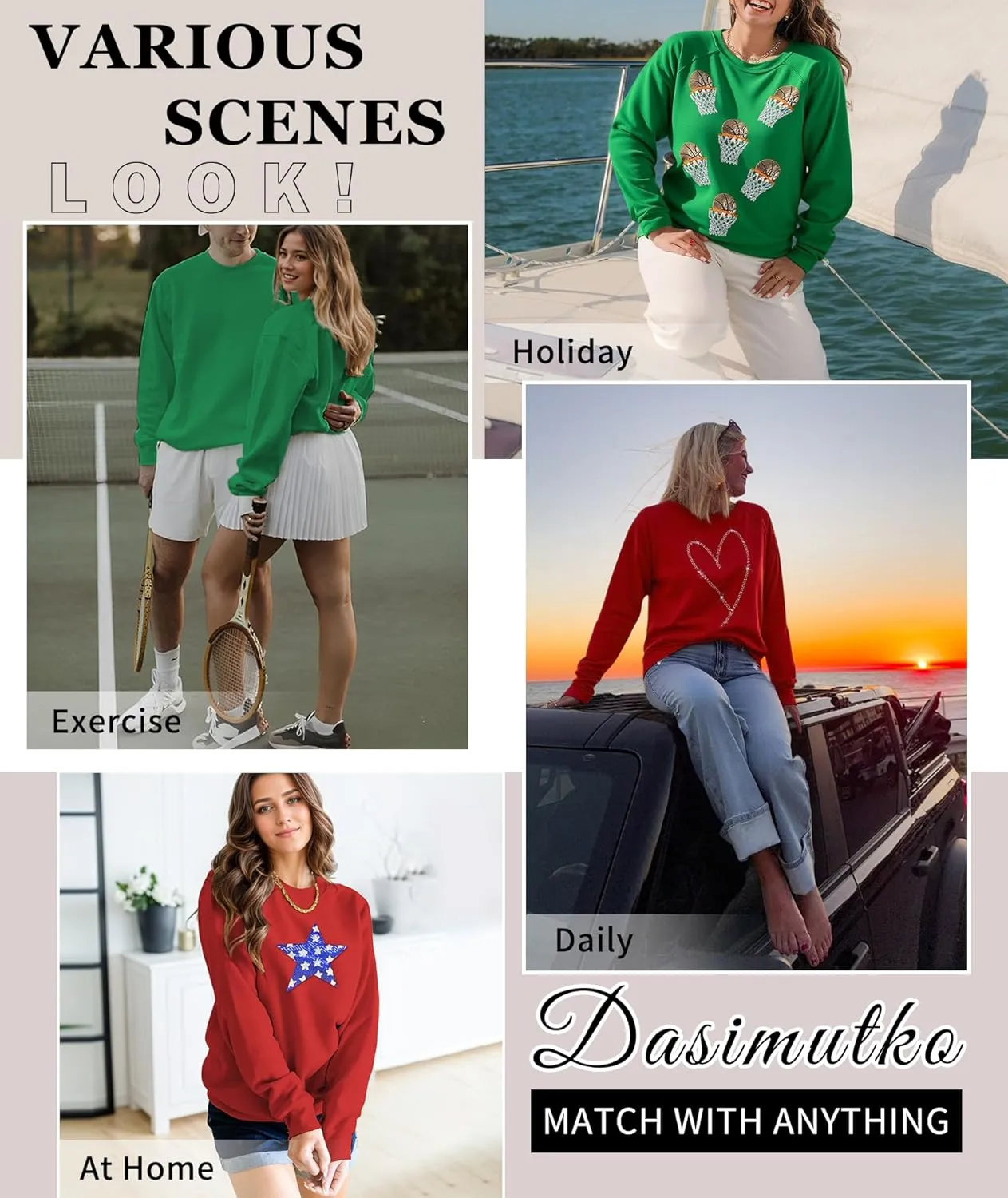 Womens Long Sleeve Tops Holiday T Shirt Round Neck Graphic hoodie Rhinestone Heart Shaped Sweatshirt 2025 Clothes