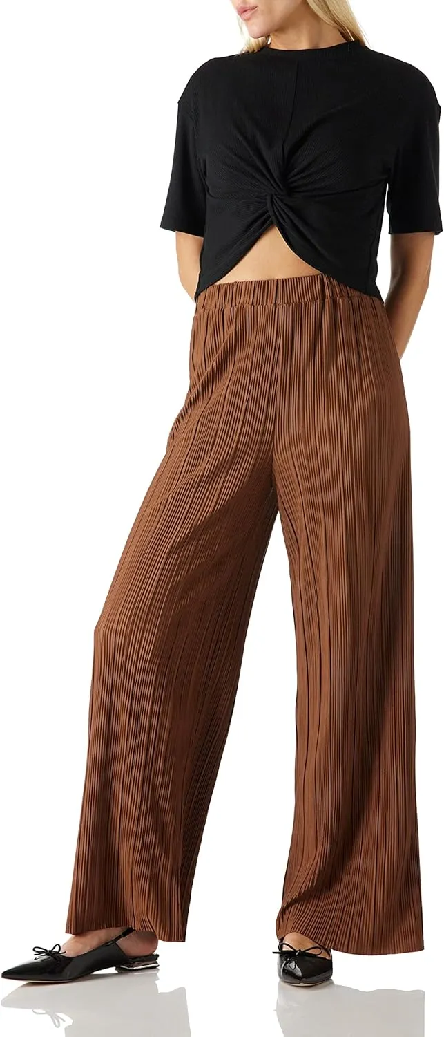Womens Palazzo Comfy Long Plus Size Black Pants High Elastic Waist Wide Leg Lightweigh Stretchy Flowy Pants for Women