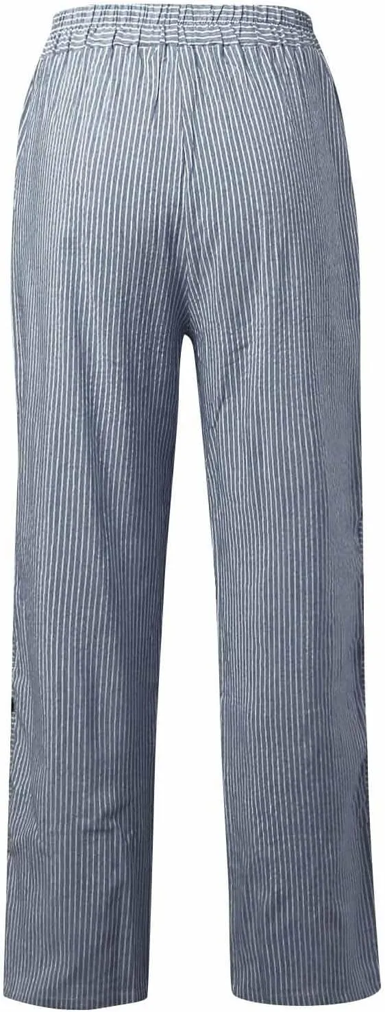 Womens Pants, Casual Pants Straight Leg Loose Peasant Linen Cotton Women Side