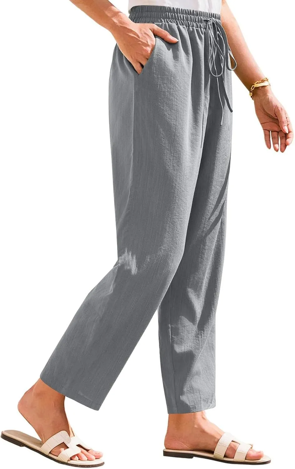 Womens Pants, Straight Leg Casual Pants Linen Everyday Peasant Solid Color Wide