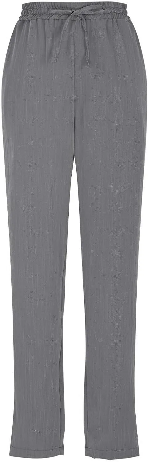 Womens Pants, Straight Leg Casual Pants Linen Everyday Peasant Solid Color Wide