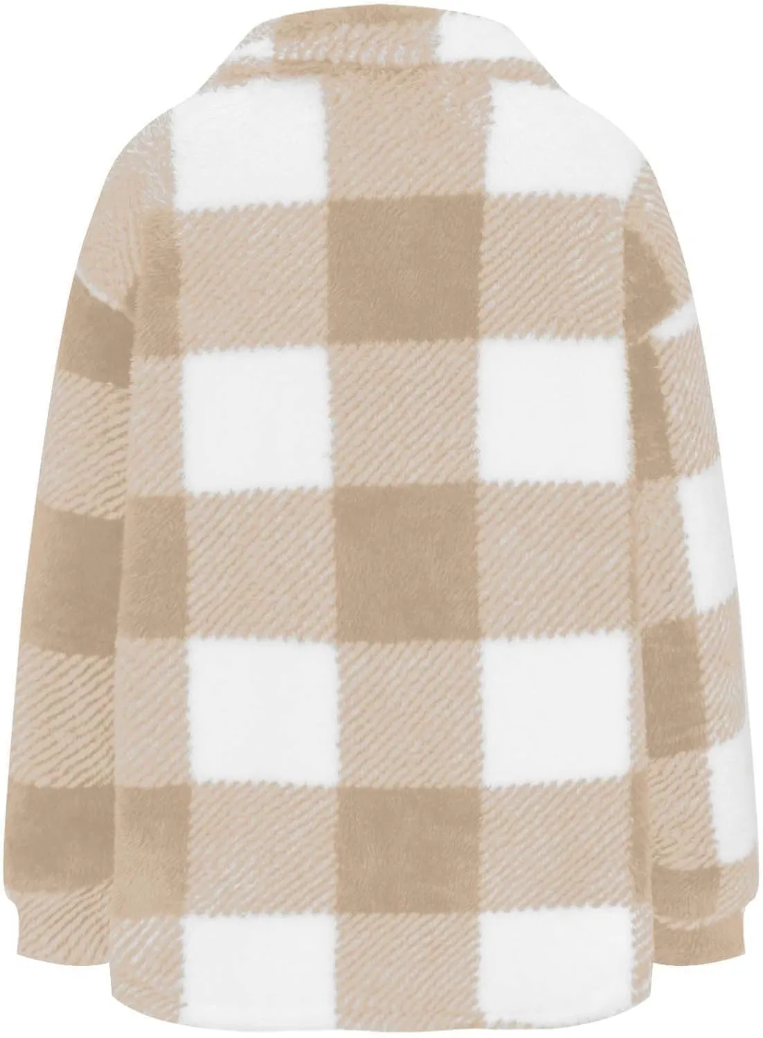 Womens Plaid Fleece Shacket Jacket Oversized Trendy Plaid Flannel Jacket Button Down Fall Winter Warm Hoodie Coat Cardigan