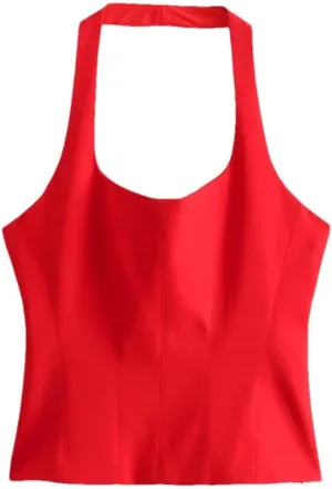 Women's Solid Color Casual Square Neck Cut Slim Mini Short Camisole Top