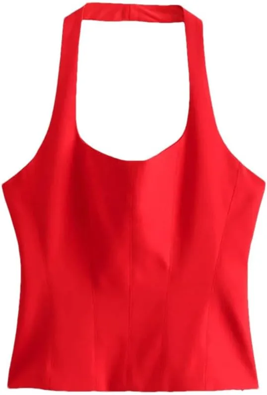 Women's Solid Color Casual Square Neck Cut Slim Mini Short Camisole Top