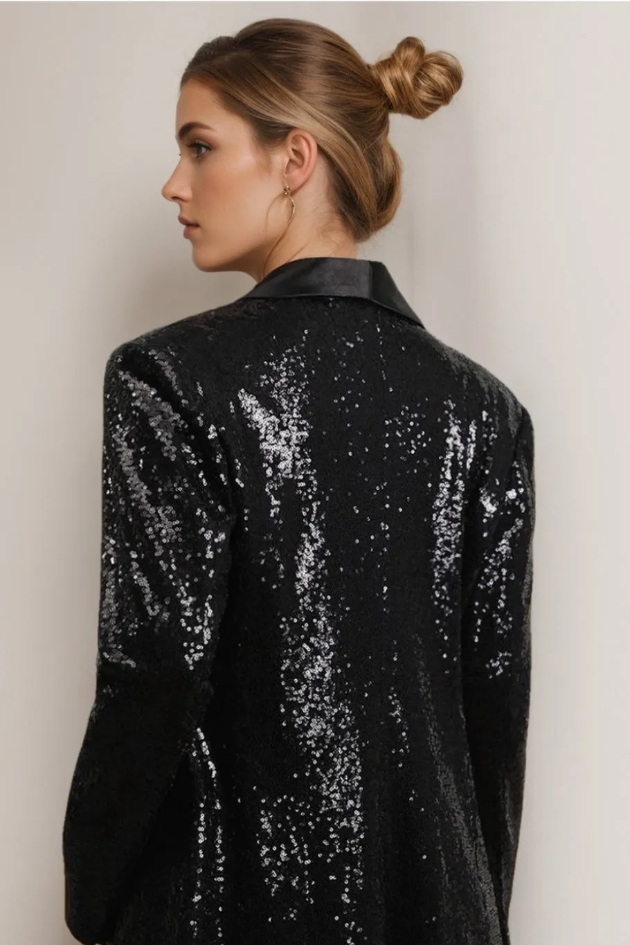 Women's Sparkly Black Prom Blazer with Fringes