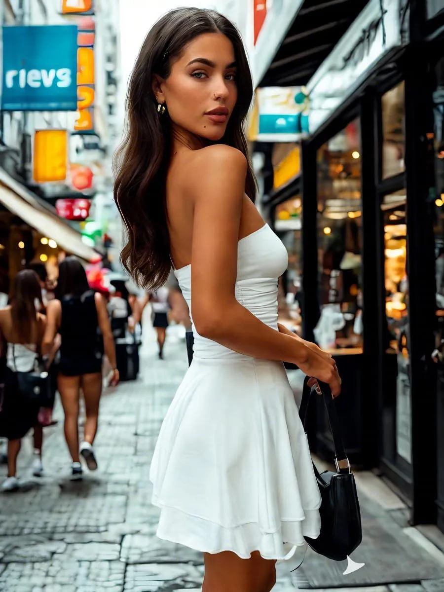 Womens Summer Tube Dress: Sexy Off Shoulder Short Tops - Ruffle Party Dress for Trendy Fashionistas 2407