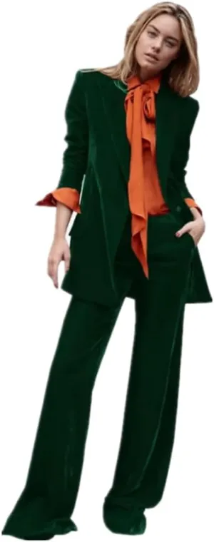 Womens Tuxedo Velvet Blazer Pants Set Dressy for Wedding Guest Buiness Suits for Women Wedding Party Graduation